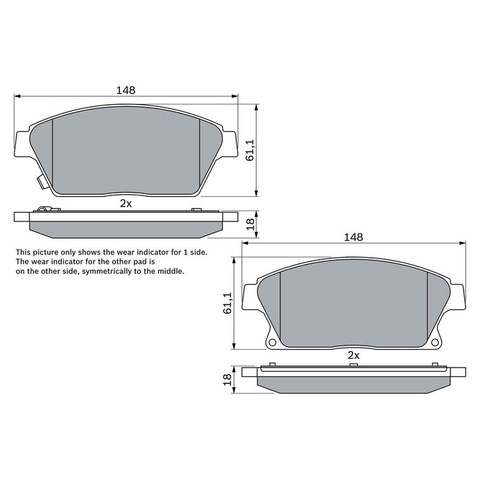 Genuine Bosch Brake Pad Set Bp1356 fits Vauxhall Mokka X ECOTEC - 1.4 - 16- 0986