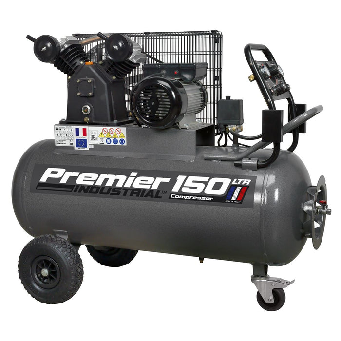 Sealey Air Compressor 150L Belt Drive 3hp with Front Control Panel SAC3153B Sealey  - Dynamic Drive