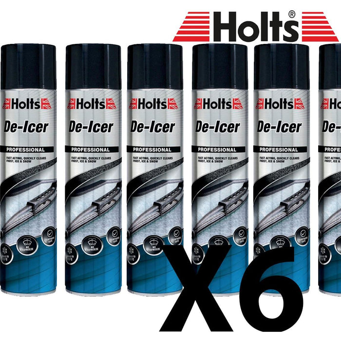 6 x Holts Car De-Icer Melts Windscreen Ice Frost Snow Aerosol Deicer 600ml