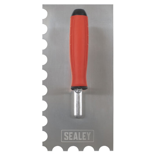 Stainless Steel Semicircle Tooth Trowel Rubber Handle & Aluminium Foot 270mm Sealey  - Dynamic Drive