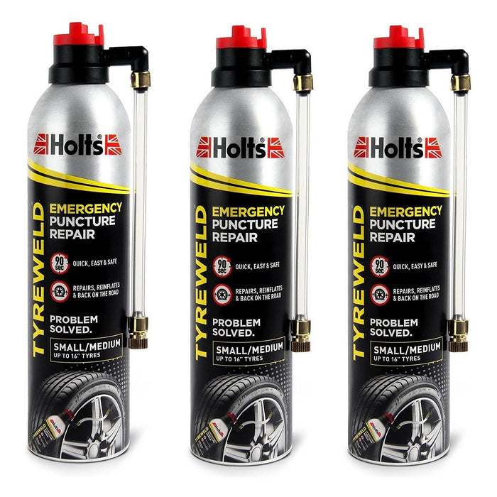 3x Holts Tyre Weld And Emergency Puncture Repair 400ml