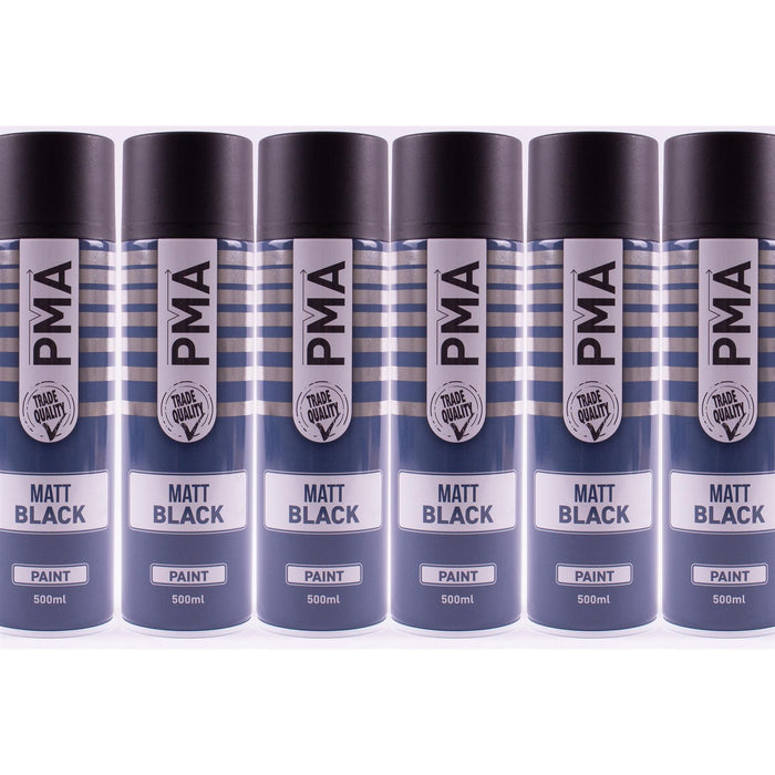 6x PMA Professional Matt Black 500ml Spray Paint High Coverage PMA  - Dynamic Drive