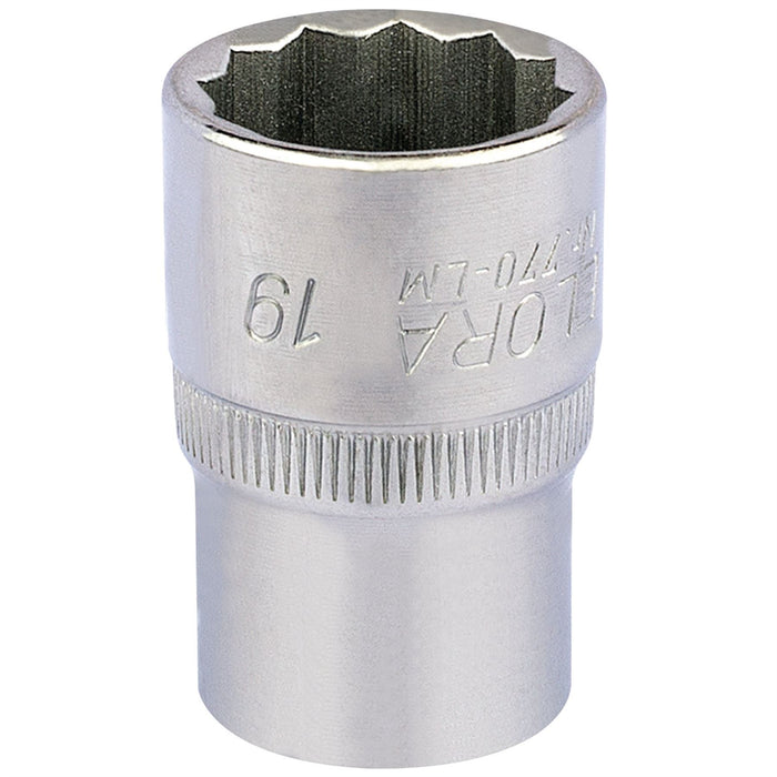 Draper Elora Bi-Hexagon Socket, 1/2" Sq. Dr., 19mm 24640