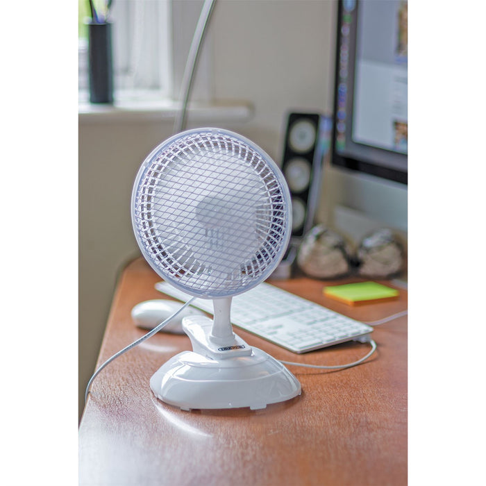 Draper 230V Clip-On Desk Fan, 6"/150mm, 15W 08710 Draper  - Dynamic Drive