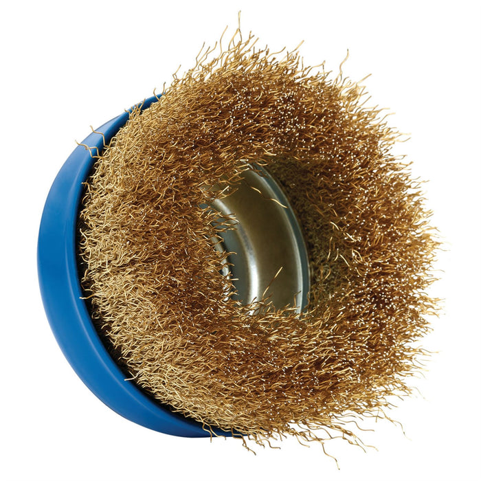 Draper Brassed Steel Crimped Wire Cup Brush, 100mm, M14 41445 Draper  - Dynamic Drive