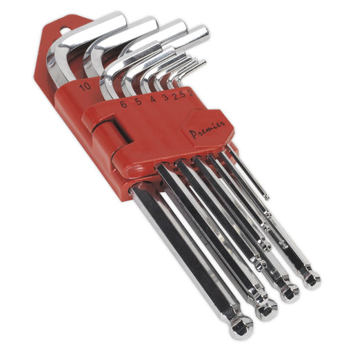 Sealey Ball-End Hex Key Set 10Pc Long Fully Polished Metr Sealey  - Dynamic Drive