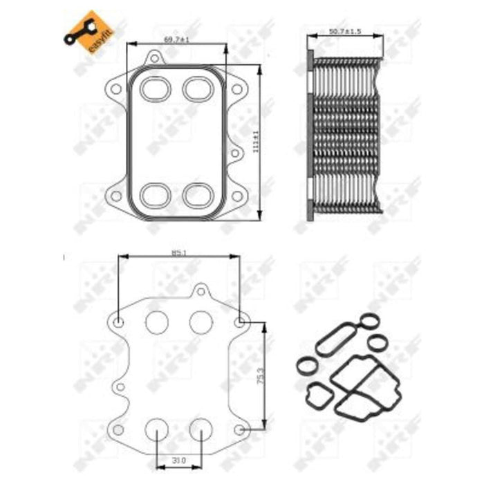 NRF Oil Cooler fits VW Amarok Beetle Caddy Caddy Alltrack CC Crafter 30-35 Craft