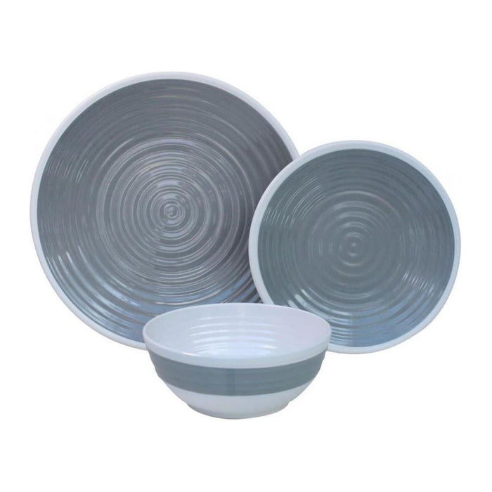 Outdoor Revolution Premium 12pc Melamine Plate and Bowl Set Pastel Grey