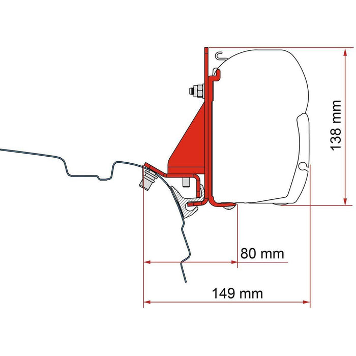 Fiamma F45 Kit fits VW T5/T6 Combi Rail Bracket Brandrup (98655Z147)