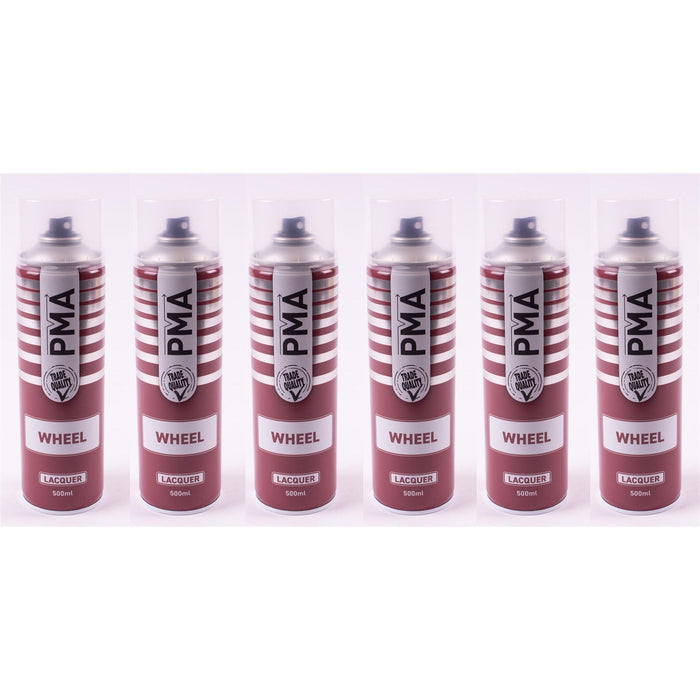 6 x PMA WHEEL LACQUER CLEAR PAINT SPRAY 500ml LAQUER BODYSHOP REPAIR