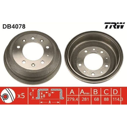 Genuine TRW Brake Drum DB4078 TRW  - Dynamic Drive