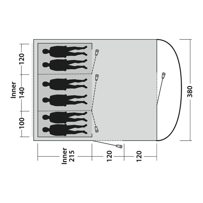 Outwell Sky 6 Tent 6 Berth Tunnel Tent 3 Bedroom Outwell  - Dynamic Drive