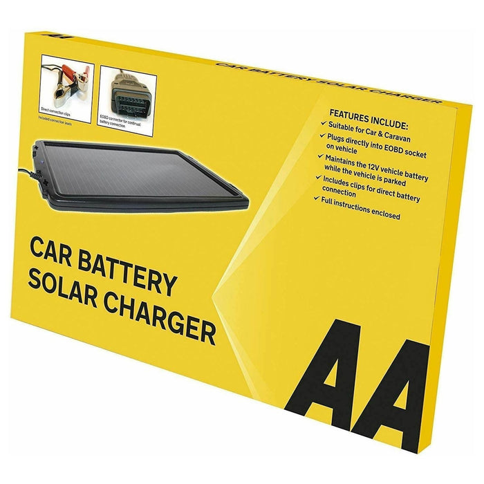 AA 12V Solar Powered Panel Car Caravan Battery EOBD Trickle Charger Maintainer AA  - Dynamic Drive