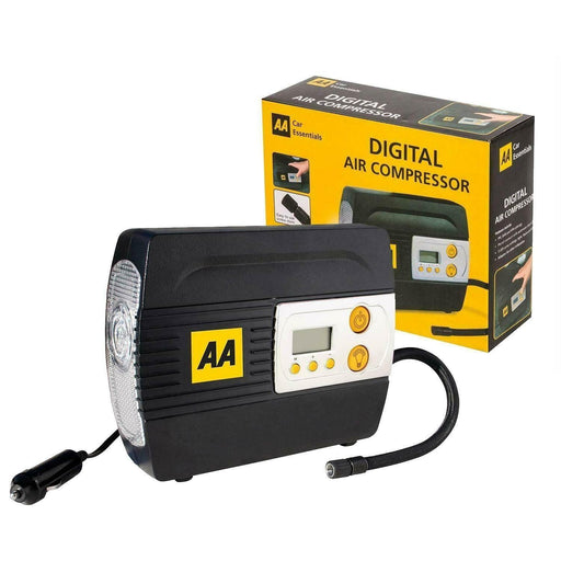 AA Official Car Essentials Digital Air Compressor 12V Tyre Inflator Adapters LED AA  - Dynamic Drive