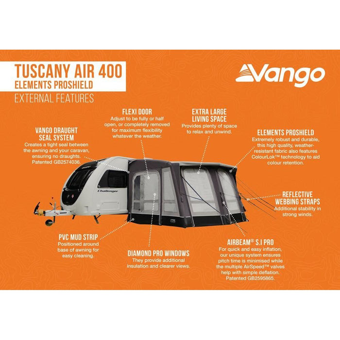 Vango Tuscany Air 400 Elements ProShield Caravan Awning Vango  - Dynamic Drive