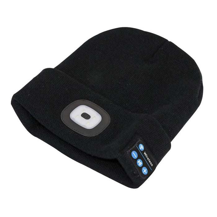 Sealey Beanie Hat 4 SMD LED USB Rechargeable with Wireless Headphones LED185W Sealey  - Dynamic Drive