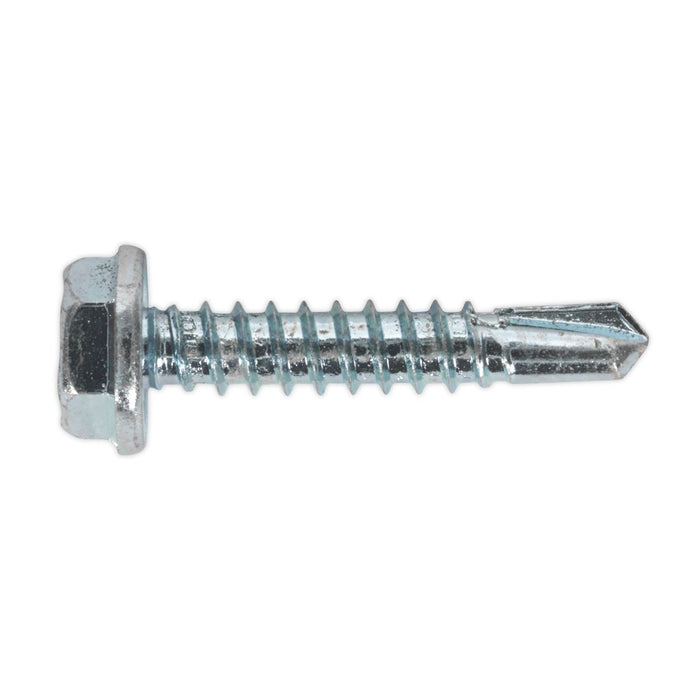 Sealey Self Drilling Screw 4.8 x 25mm Hex Head Zinc Pack of 100 SDHX4825