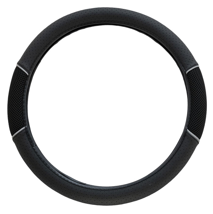 Leather Look Black Grey Vented Steering Wheel Cover for Citroen Grand C4 Picasso UKB4C  - Dynamic Drive