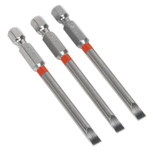 Sealey Power Tool Bit Slotted 5mm Colour-Coded S2 75mm Pack of 3 Sealey  - Dynamic Drive