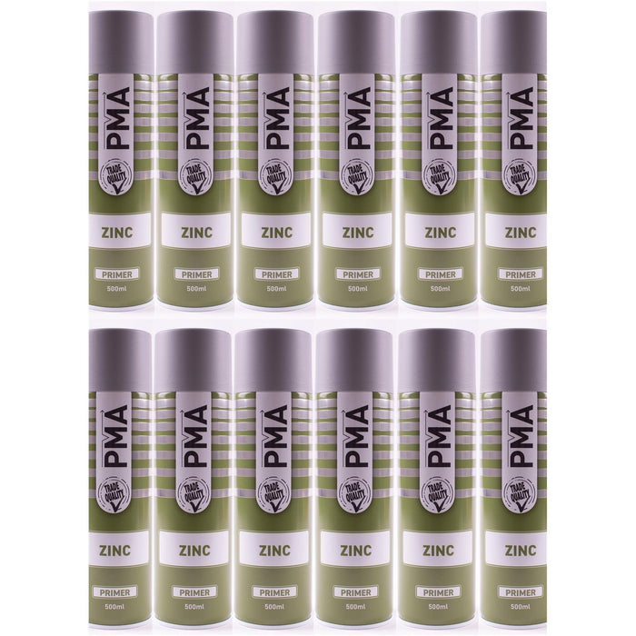 12x Autotek Zinc Grey Primer 500ml For Metal Bodywork & Alloy Wheel Paint Spray