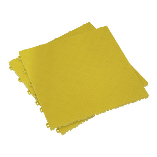 Sealey Polypropylene Floor Tile Yellow Treadplate 400 x 400mm Pack of 9 FT3Y Sealey  - Dynamic Drive