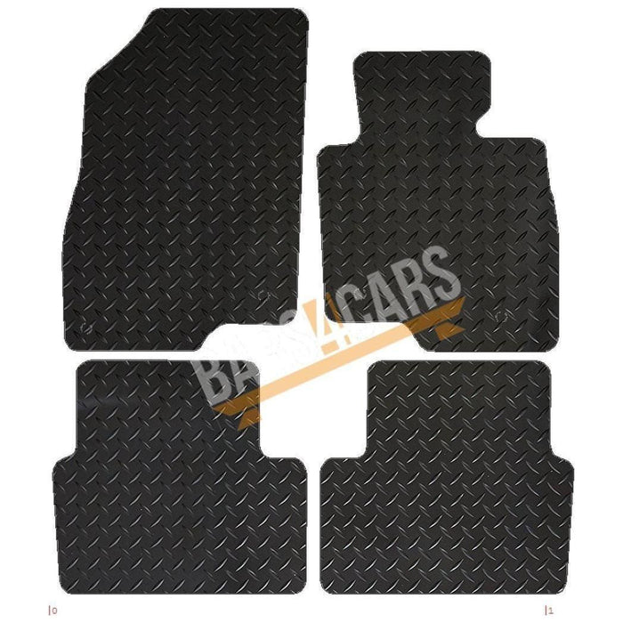 White Trim Tailored Black Rubber Car Mats for Mazda 3 13> Set of 4 With 4 Clips UKB4C  - Dynamic Drive