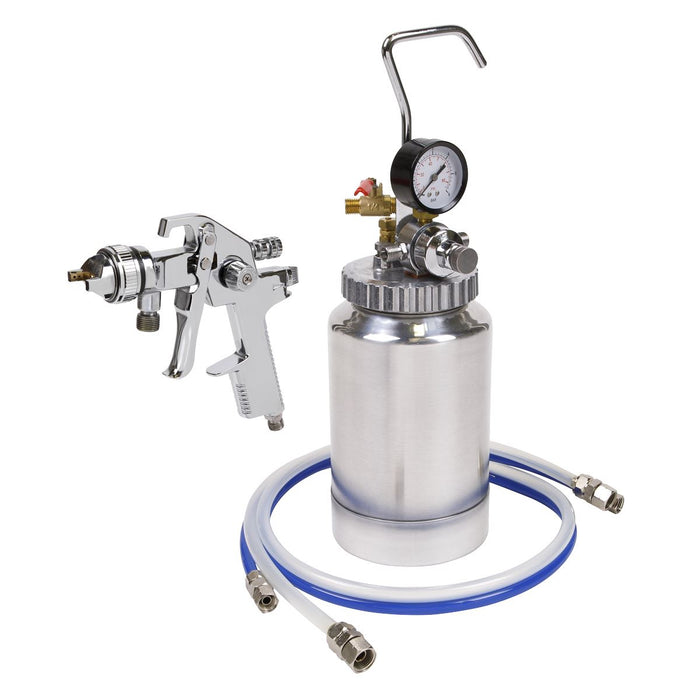 Sealey HVLP Pressure Pot System with Spray Gun & Hoses 1.7mm Set-Up HVLP-79/P Sealey  - Dynamic Drive