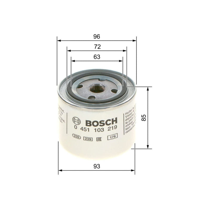 Bosch Car Oil Filter P3219 fits Volvo 900 940 Estate/Combi - 2.3 - 95-98 0451103