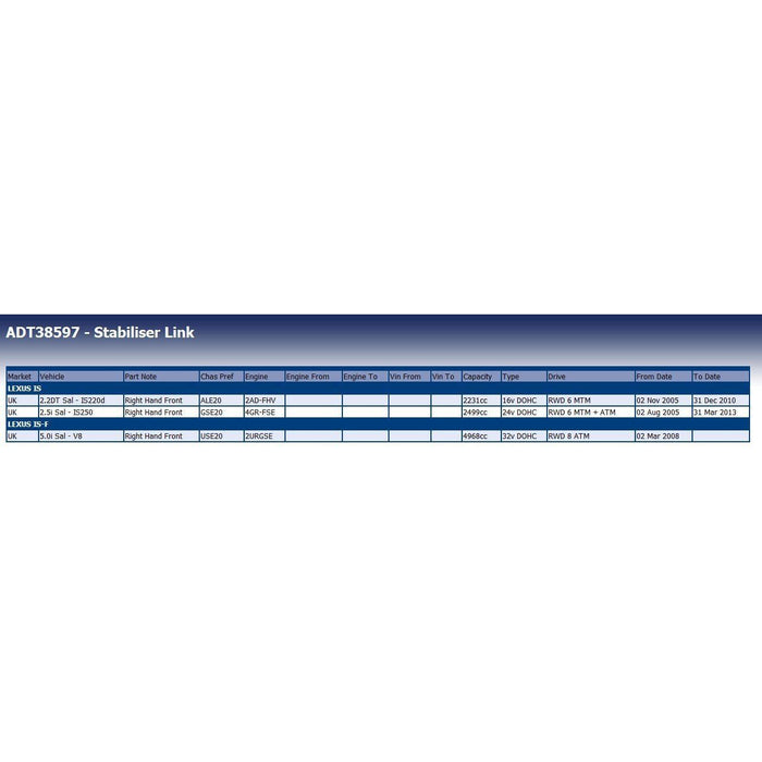 Genuine Blue Print Stabiliser Link fits Lexus 4882053010