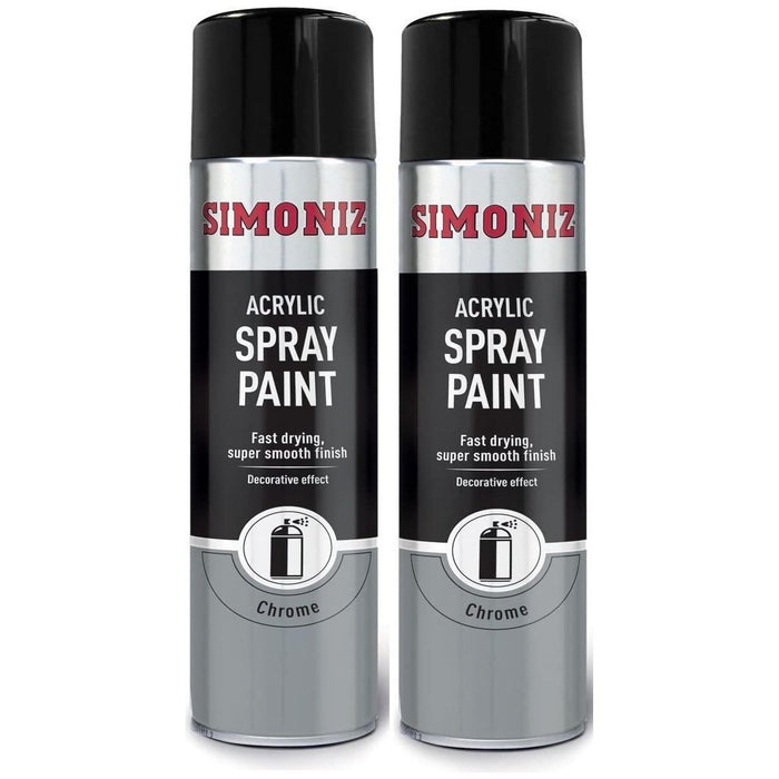 2x Simoniz Chrome Effect Aerosol High Quality Spray Paint 500ml SIMP20D Simoniz  - Dynamic Drive