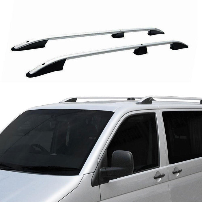 Silver Side Roof Rails fits Volkswagen T6 Transporter 2015- SWB UKB4C  - Dynamic Drive