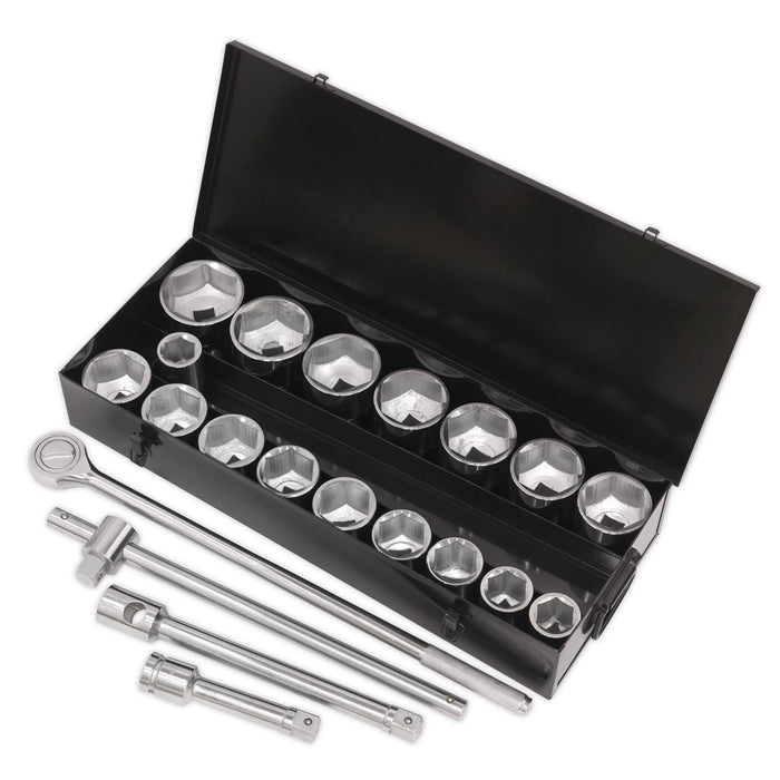 Sealey Socket Set 21pc 1"Sq Drive 6pt WallDrive Metric S0768