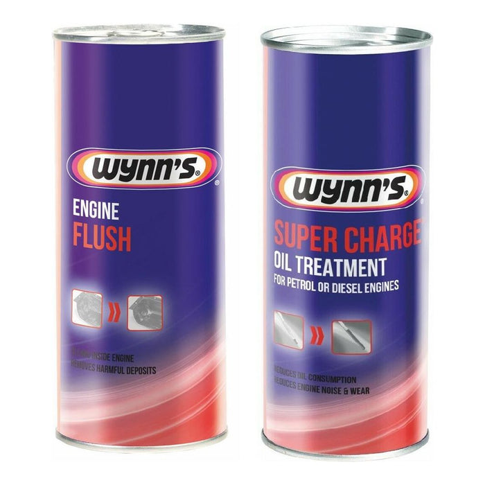 Wynns Engine Flush Cleaner + Super Charge Oil Treatment Additive Petrol & Diesel Wynns  - Dynamic Drive