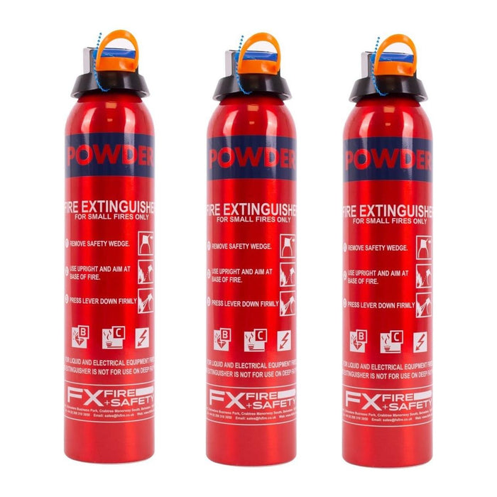 3 x 600G Gram Bc Powder Fire Extinguisher Car Home Caravan Van Portable Compact UKB4C  - Dynamic Drive