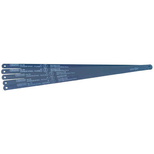 Draper Assorted Flexible Carbon Steel Hacksaw Blades, 300mm (Pack of 5) 74118 Draper  - Dynamic Drive