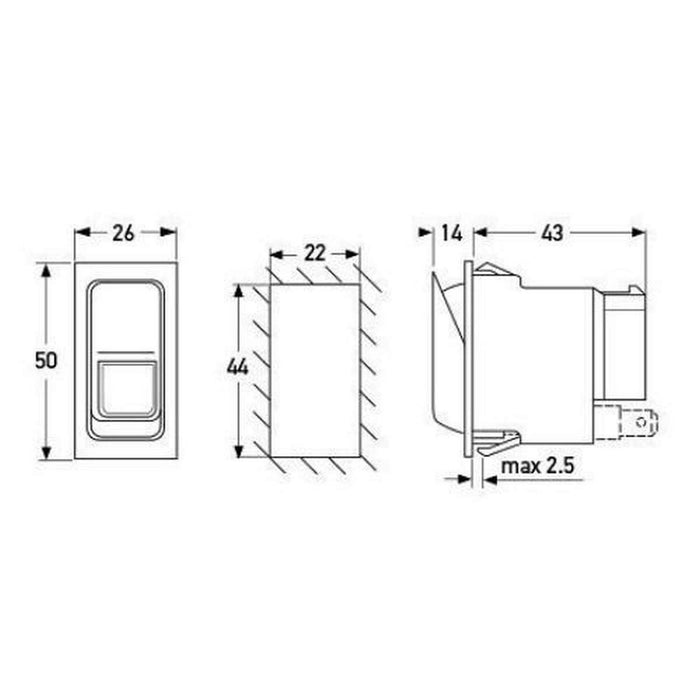 Hella Switch Flip Switch Control II+I-0 Number of connectors: 3 6RH 007 832-441 Hella  - Dynamic Drive