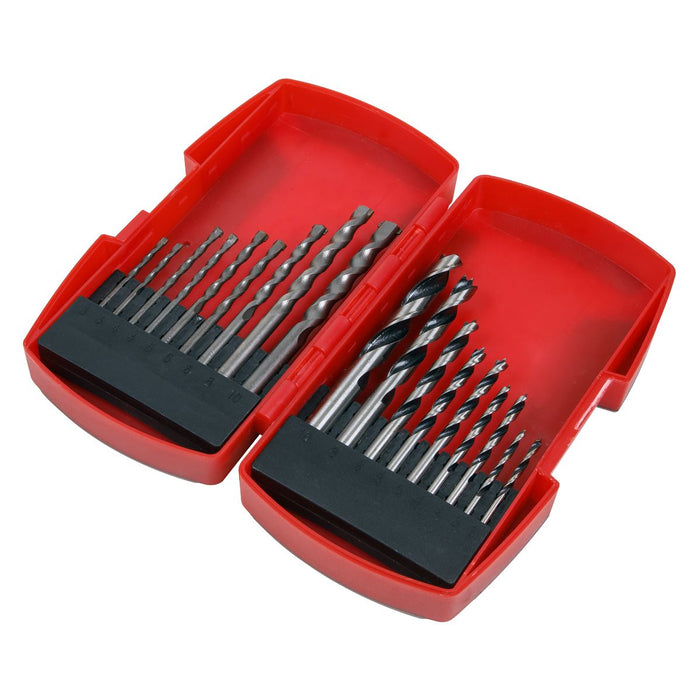 Sealey Wood/Masonry Drill Bit Set 18pc AK3718MW Sealey  - Dynamic Drive