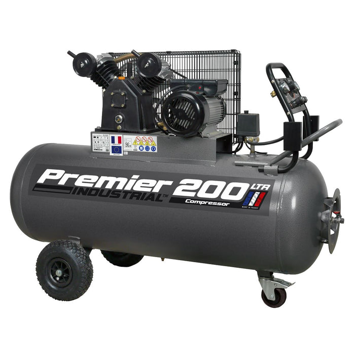 Sealey Air Compressor 200L Belt Drive 3hp with Front Control Panel SAC3203B Sealey  - Dynamic Drive