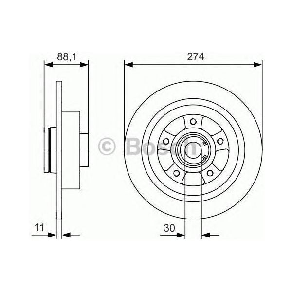 Bosch Brake Disc Single Bd1627 fits Renault Grand Scenic dCi - 1.5 - 09- 0986479