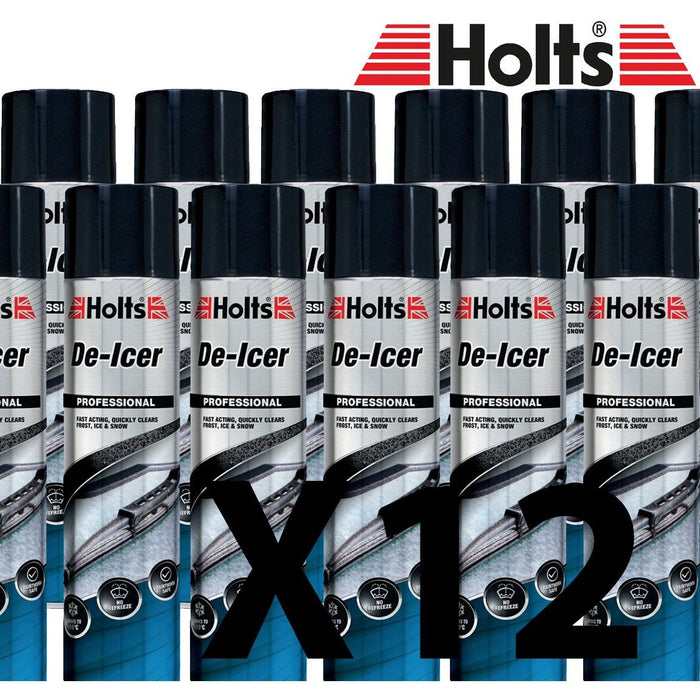 12 x Holts Car De-Icer Melts Windscreen Ice Frost Snow Aerosol Deicer 600ml Holts  - Dynamic Drive