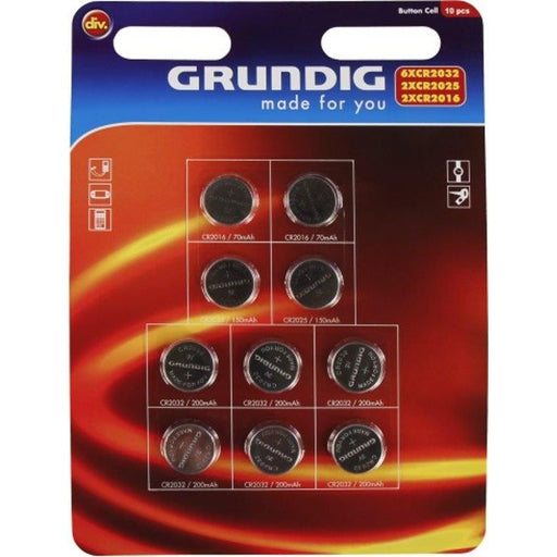 10 pcs Grundig Button Cell Batteries set 2x CR2016 2x CR2025 6x CR2032 Watch Key Grundig  - Dynamic Drive