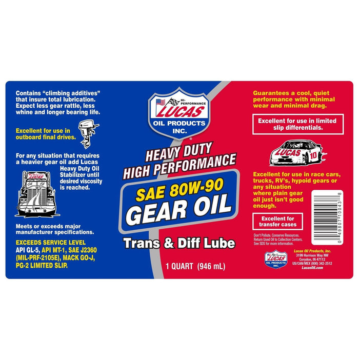 Lucas Oil 80W90 Gear Oil 946Ml 10043