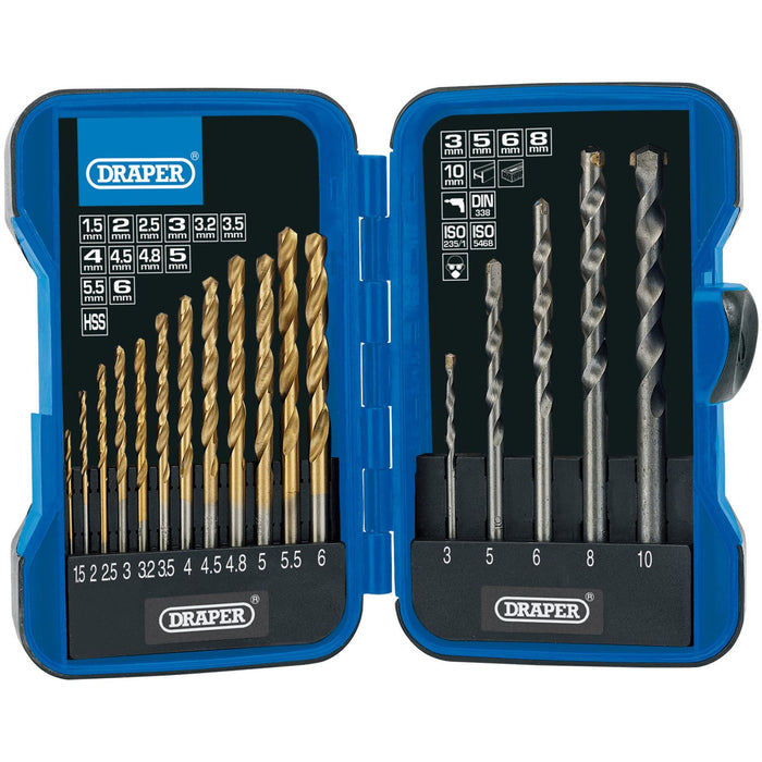 Draper Metric Combined HSS and Masonry Drill Bit Set (17 Piece) 18551 Draper  - Dynamic Drive