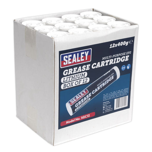 Sealey Grease Cartridge EP2 Lithium 400g Pack of 12 SGC12 Sealey  - Dynamic Drive