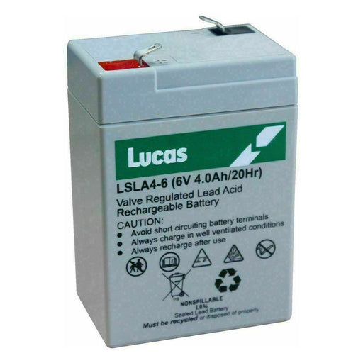 Rechargeable BATTERY LEAD ACID AGM 6V 4Ah (4.5ah) - NP4-6 LSLA4-6 RT645 3FM4 Lucas  - Dynamic Drive