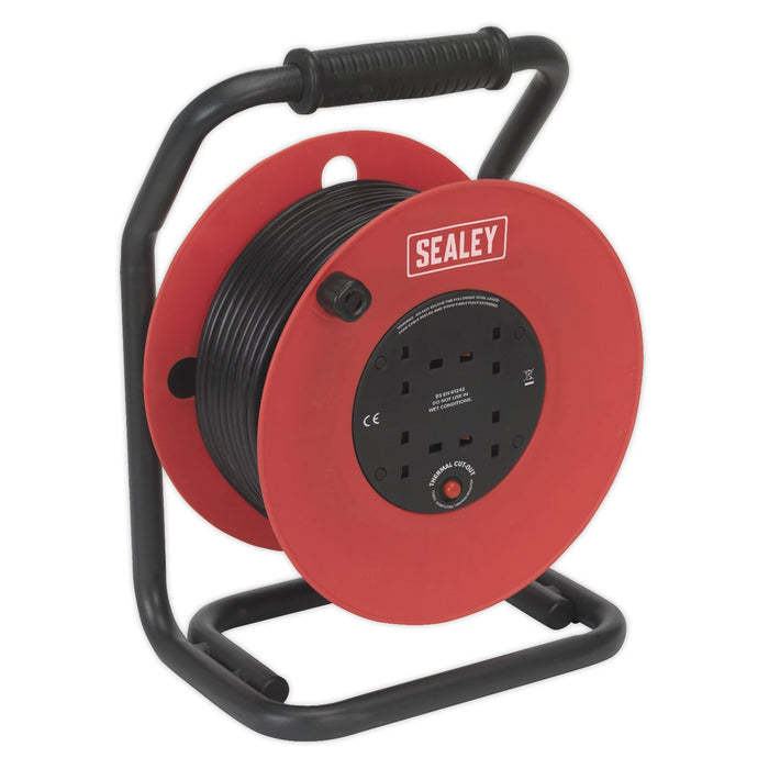 Sealey Cable Reel 50m 4 x 230V 1.5mmï Heavy-Duty Thermal Trip CR50/1.5 Sealey  - Dynamic Drive