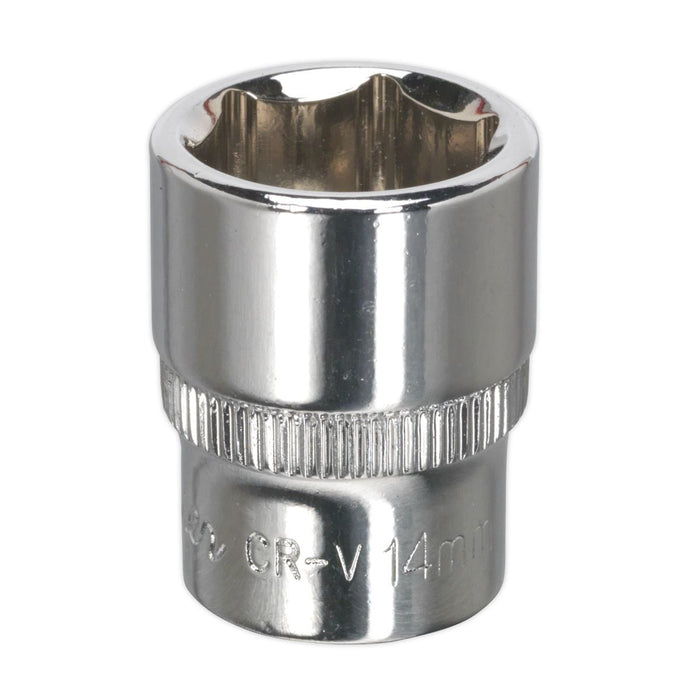 Sealey WallDrive Socket 14mm 1/4"Sq Drive Fully Polished SP1414