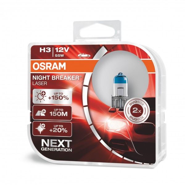 Osram Performance Bulbs - H3 Up To +150% More Brightness - (453) PK22 - NIGHT BREAKER LASER Osram  - Dynamic Drive