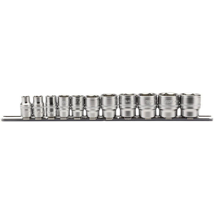 Draper Imperial Socket Set on a Metal Rail, 3/8" Sq. Dr. (11 Piece) 16493