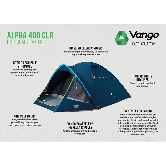 Vango Alpha 400 CLR Blue CLR 4 Person Tent Vango  - Dynamic Drive